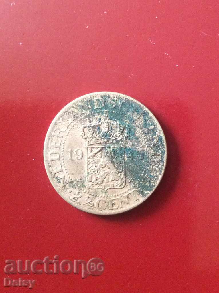 Dutch East Indies 2 1/2 penny 1945. P