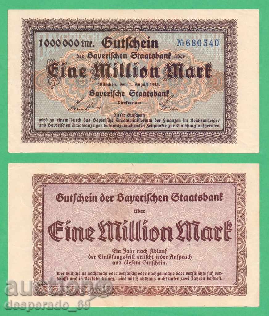 (Bavaria) 1 million marks 01.08.1923 • • • • • •