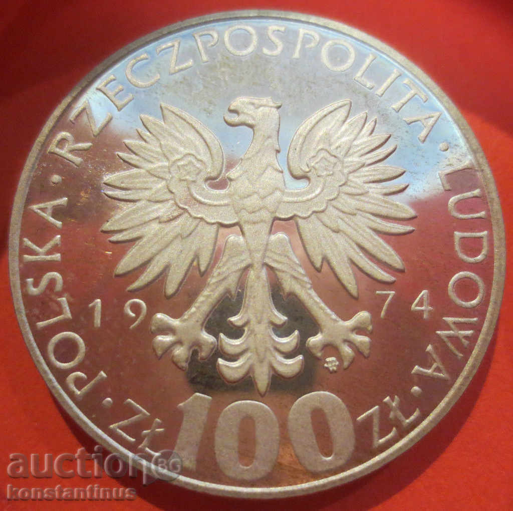 Polonia 100 PLN 1974 Argint PROOF UNC Rare cu preț € 33.23 | 64.99 BGN