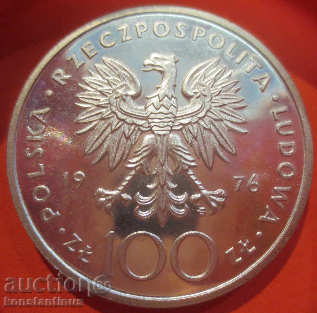 Polonia 100 PLN 1976 Argint PROOF UNC Rare cu preț € 28.12 | 55.00 BGN
