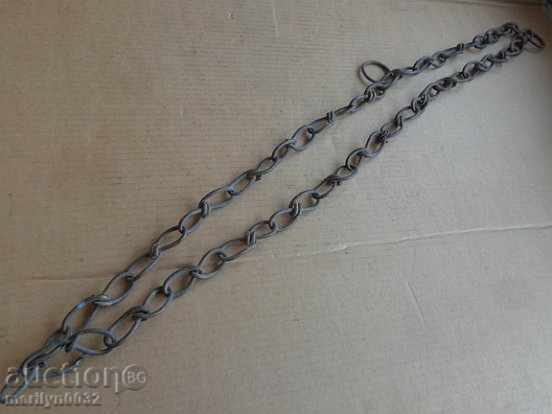 Auction Old forged chain with ring made of bronze hand-knit chain Auction Old forged chain with ring made of bronze hand-knit chain