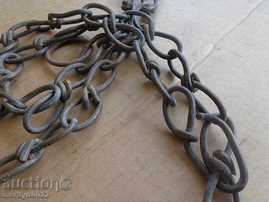 Old forged chain with ring made of bronze hand-knit chain - 6 Old forged chain with ring made of bronze hand-knit chain - 6