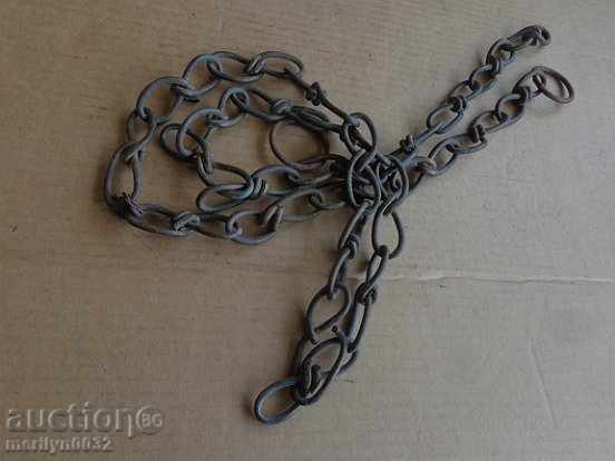 Old forged chain with ring made of bronze hand-knit chain - 7 Old forged chain with ring made of bronze hand-knit chain - 7