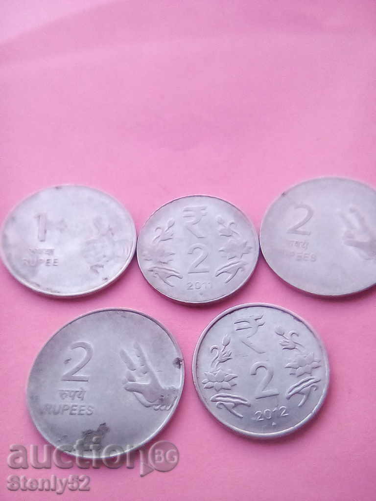 5 pcs. lot of coins India