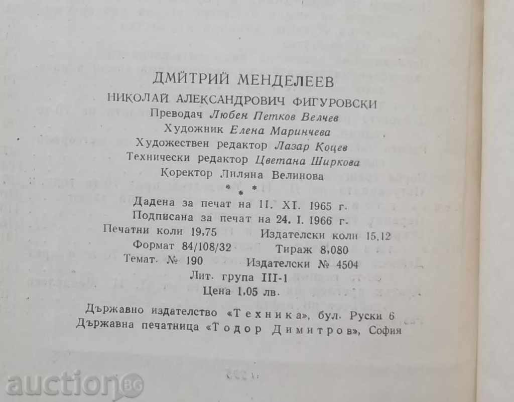 Auction Dmitri Mendeleev - NY Fygurovski 1966 Auction Dmitri Mendeleev - NY Fygurovski 1966