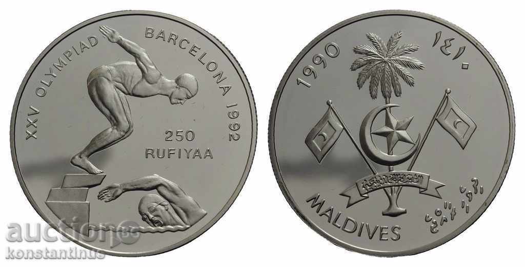 Μαλδίβες 250 Rufiya 1992 PROOF Silver UNC Rare