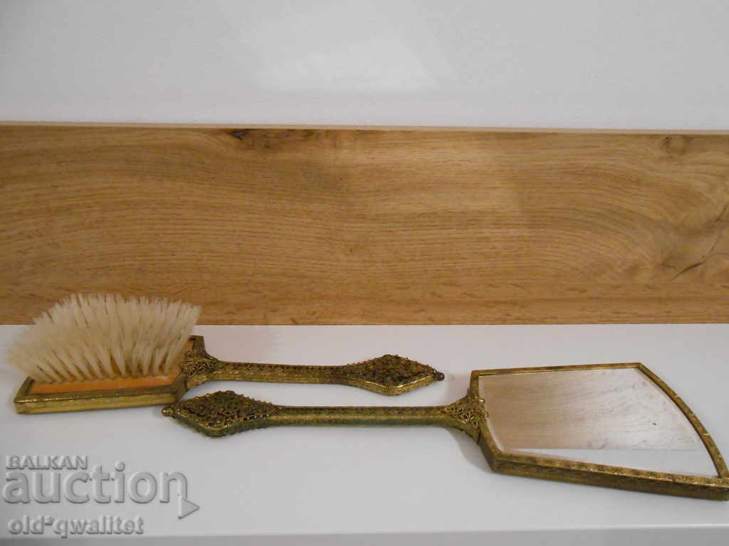 Πινέλο αντίκα με καθρέφτη, φιλιγκράν κατασκευή - 5