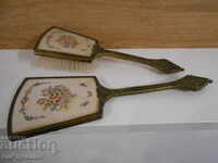 Antique brush with mirror, filigree workmanship