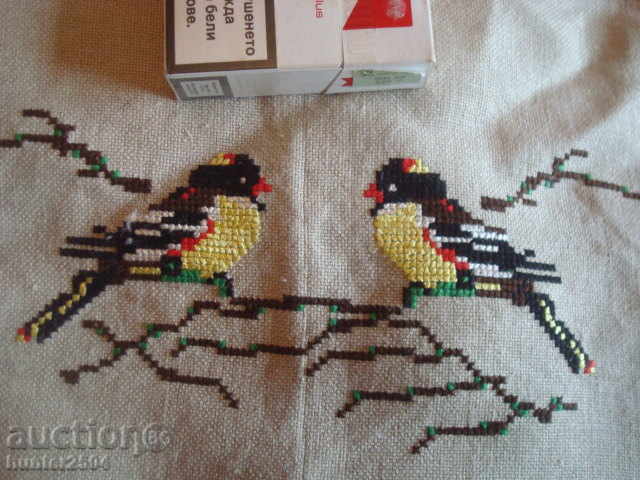 Table cover, square, size 78x74 cm./hand-embroidered linen with sparrows/. with price 29.95 BGN | € 15.31