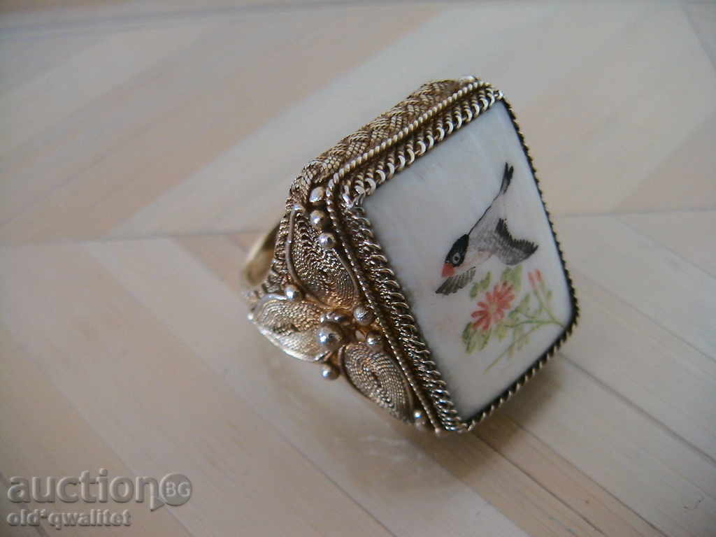 OLIVE SILVER RING WITH DRAWING IN BONE, OZE with price 397.00 BGN | € 202.98 OLIVE SILVER RING WITH DRAWING IN BONE, OZE with price 397.00 BGN | € 202.98