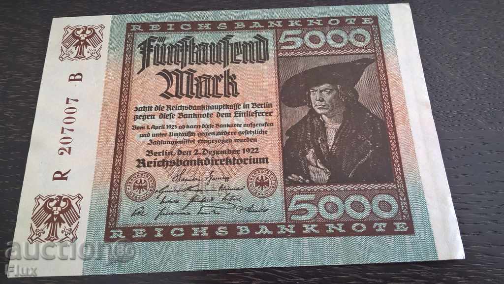 Banknote - Germany - 5 000 marks UNC | 1922 with price 13.00 BGN | € 6.65 Banknote - Germany - 5 000 marks UNC | 1922 with price 13.00 BGN | € 6.65