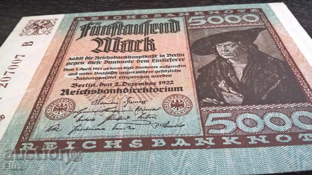 Auction Banknote - Germany - 5 000 marks UNC | 1922 Auction Banknote - Germany - 5 000 marks UNC | 1922