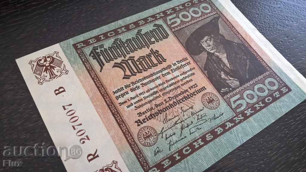 Банкнота - Германия - 5 000 марки UNC | 1922г.