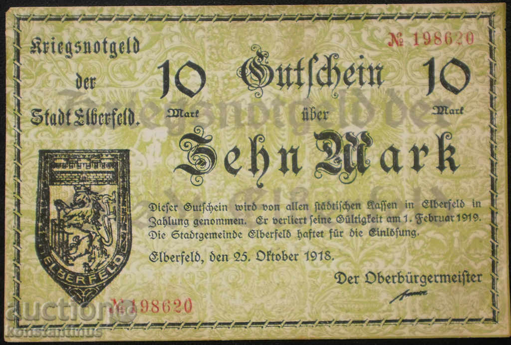 Germany 10 Mark 1918 Rare Variety