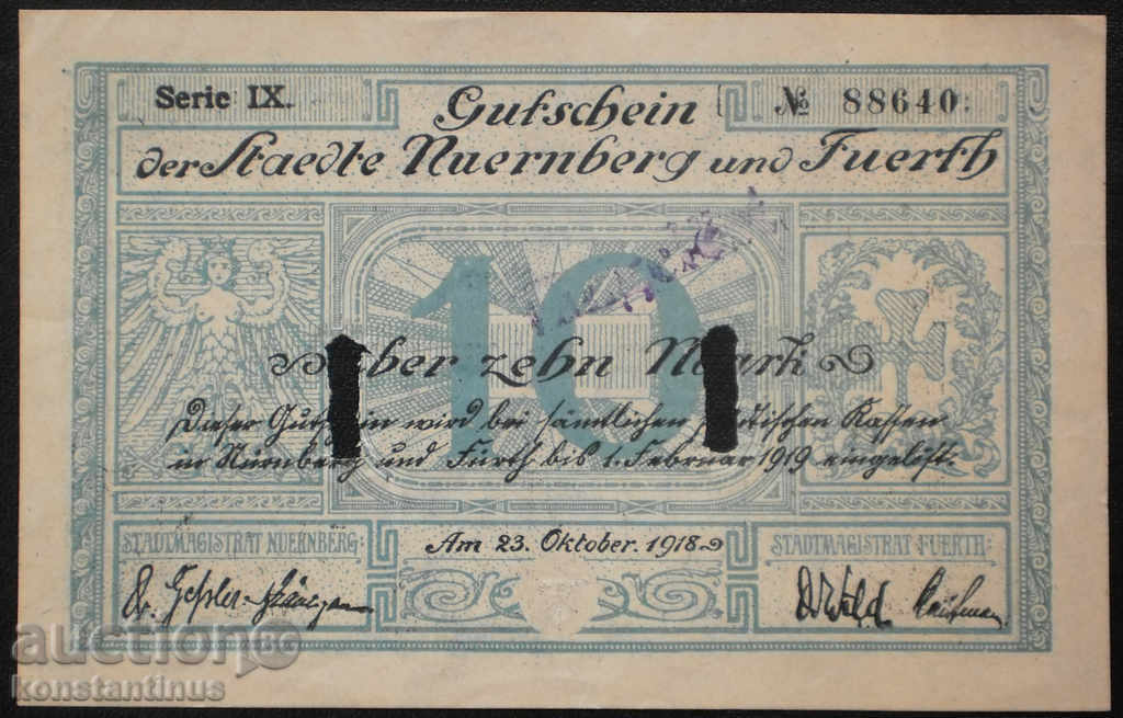 Германия  10 Марк 1918   UNC  Rare Разновидност