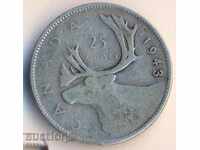 Canada, 25 de cenți în 1943, o monedă din argint