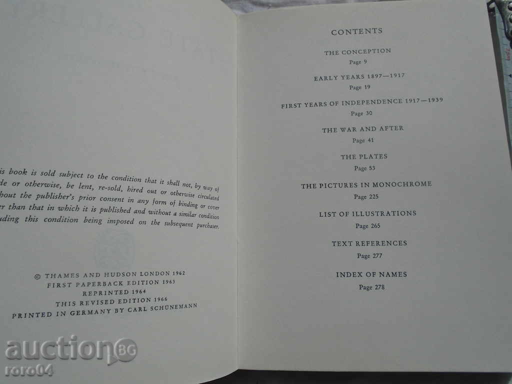 Auction THE TATE GALLERY GALLERY "TATE" LONDON - 1962 Auction THE TATE GALLERY GALLERY "TATE" LONDON - 1962
