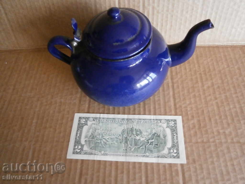 old vintage retro enamel teapot with price 35.00 BGN | € 17.90 old vintage retro enamel teapot with price 35.00 BGN | € 17.90