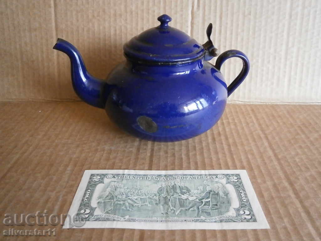 Delivery of old vintage retro enamel teapot Delivery of old vintage retro enamel teapot