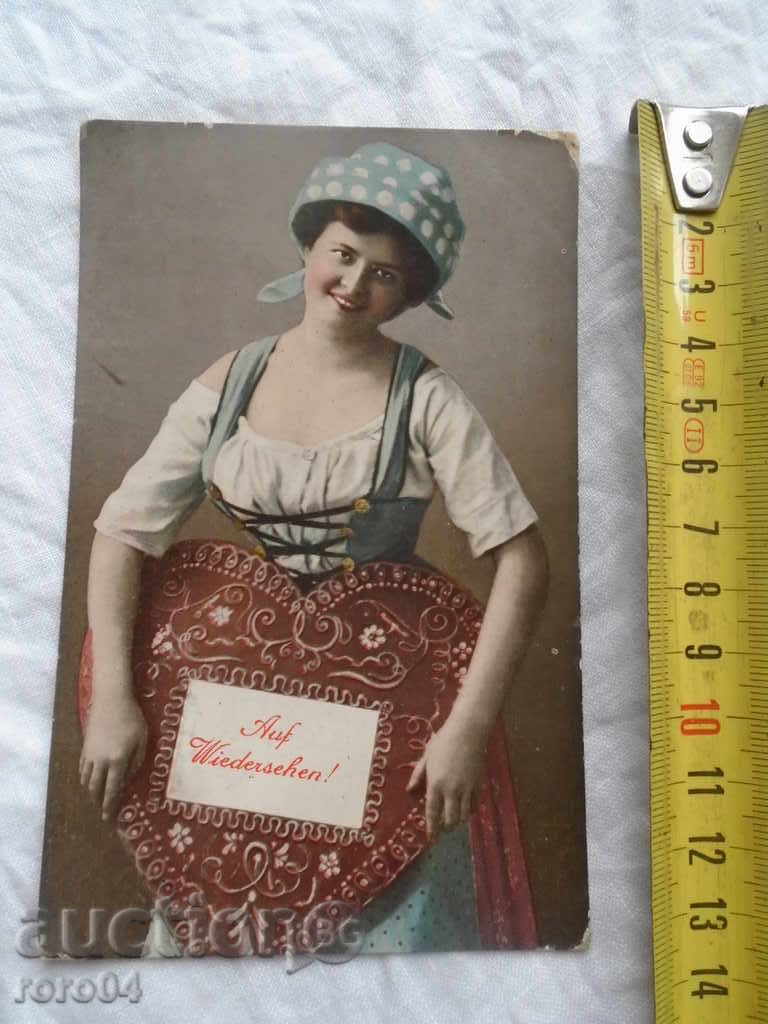 OLD POSTCARD "Goodbye" - 1908