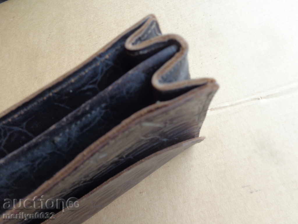 Old leather bag wallet with key purse suitcase early 20th century - 6