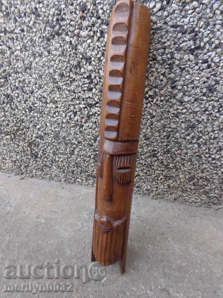 Стара маска от дърво, дърворезба тотем фигура - 5