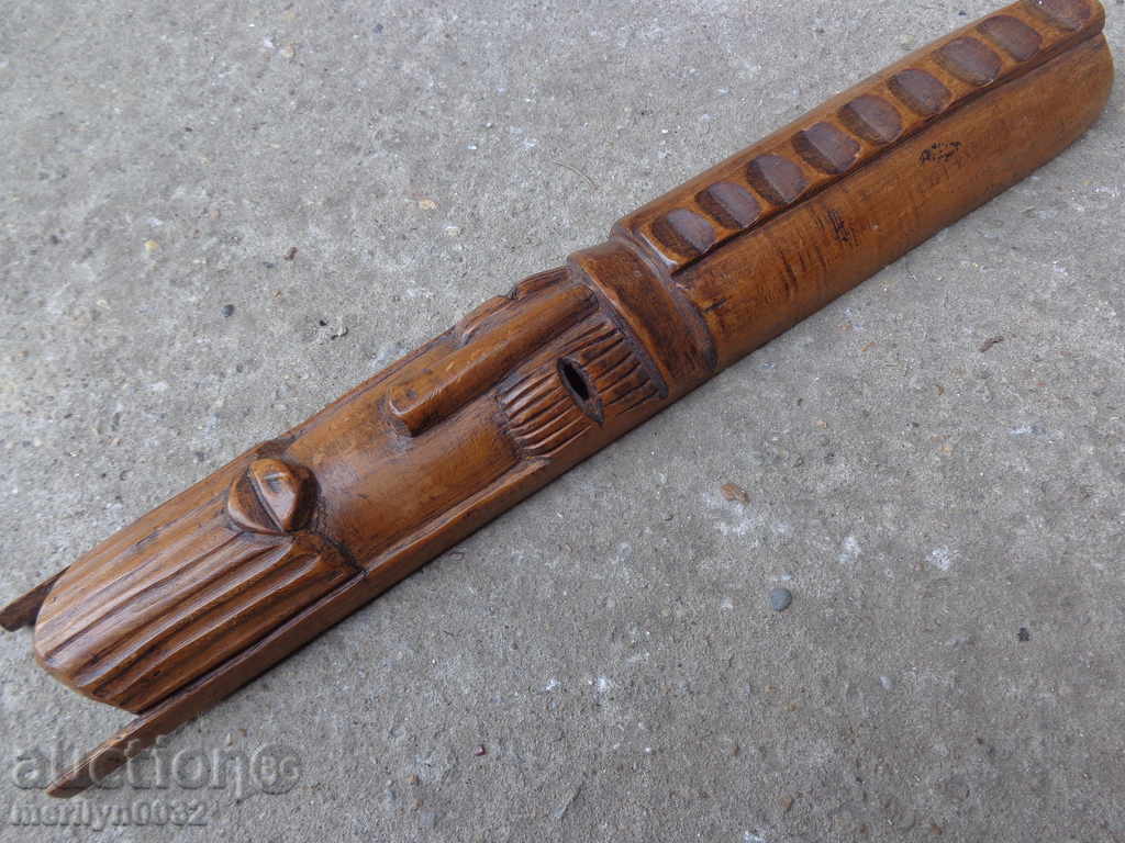 Стара маска от дърво, дърворезба тотем фигура - 7