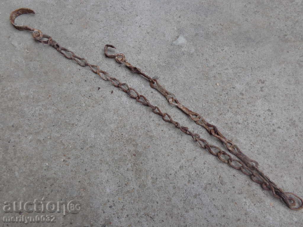 Παλιά αλυσίδα από σφυρήλατο σίδερο με γάντζο, αλυσίδα με γάντζο εστίας - 5 Παλιά αλυσίδα από σφυρήλατο σίδερο με γάντζο, αλυσίδα με γάντζο εστίας - 5