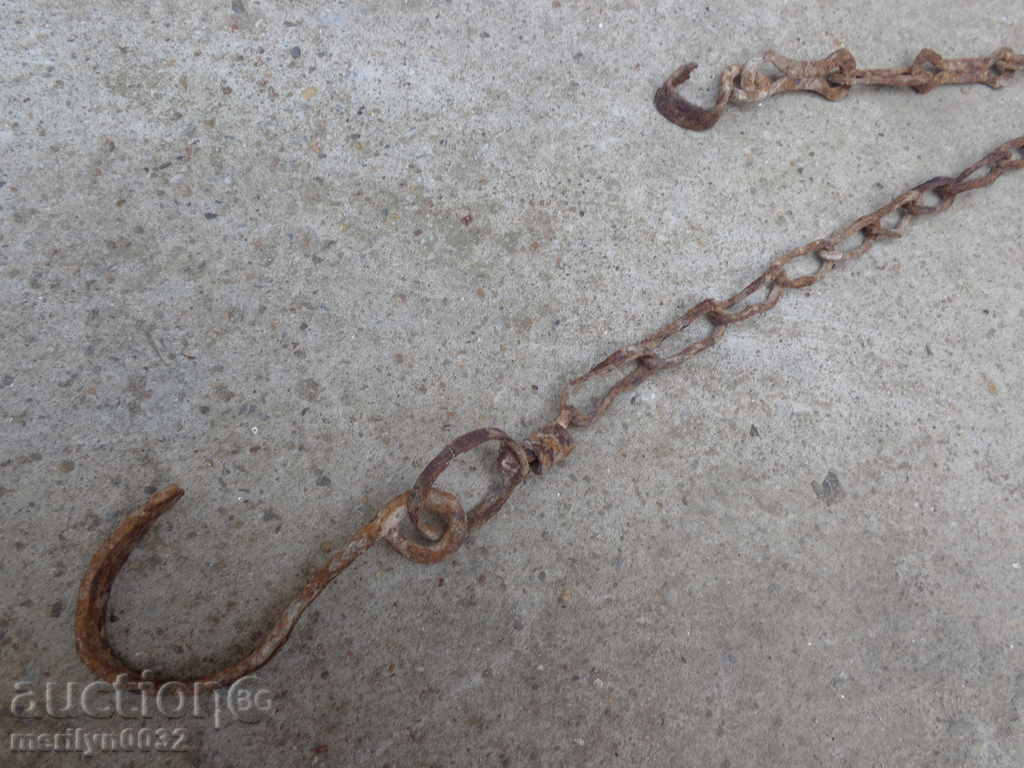Παλιά αλυσίδα από σφυρήλατο σίδερο με γάντζο, αλυσίδα με γάντζο εστίας - 6 Παλιά αλυσίδα από σφυρήλατο σίδερο με γάντζο, αλυσίδα με γάντζο εστίας - 6