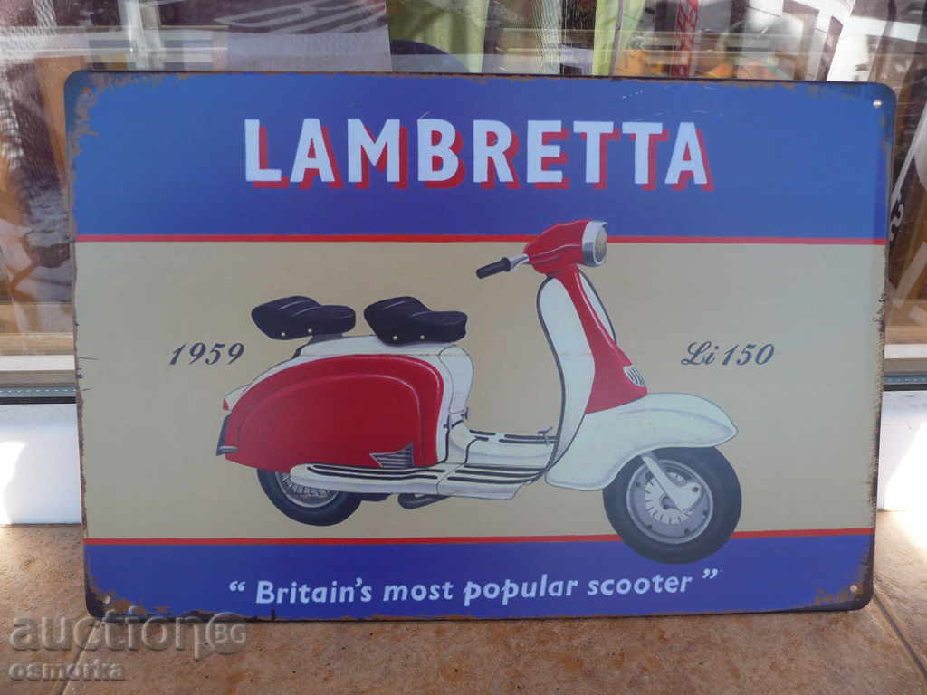 Placa de metal Lambretta cu motor scuter motoreta PET urban