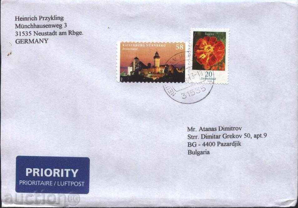 Traffic envelope with 175 years old anthem Chim 2016, Flower from Germany