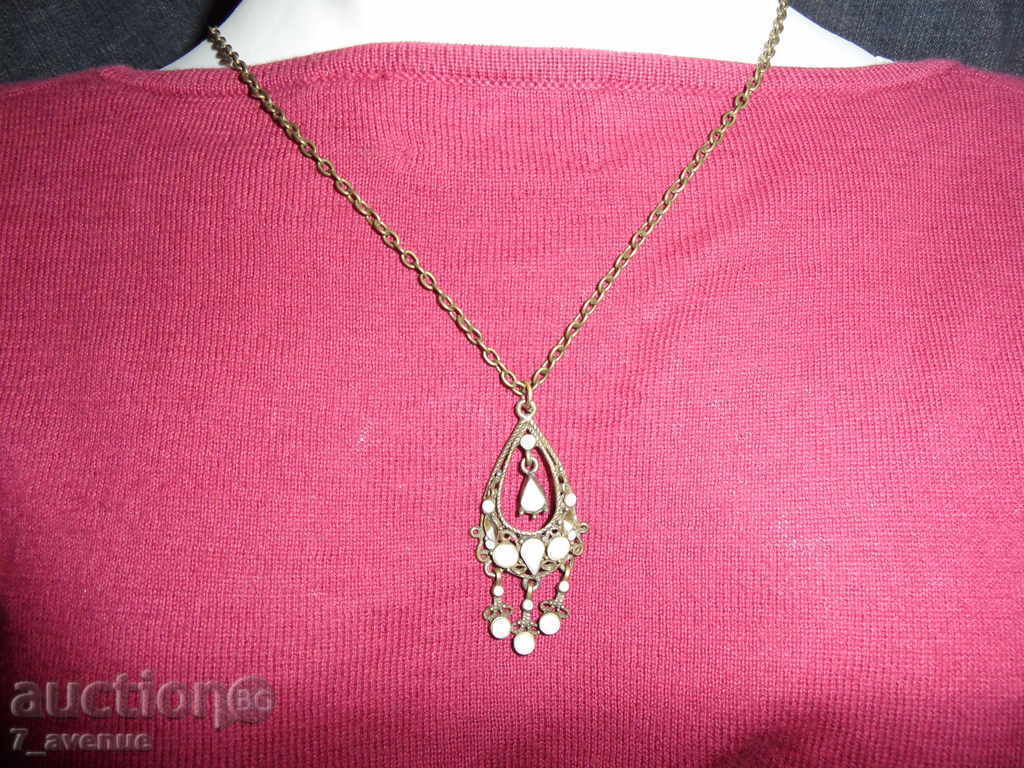NECKLACE with white stones 54cm, elem. 5/2.4cm WONDERFUL!