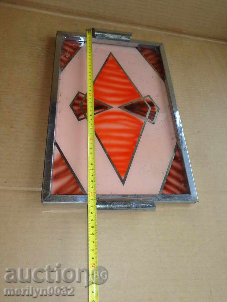 Auction  Old tray, glass, teapot early 20th century