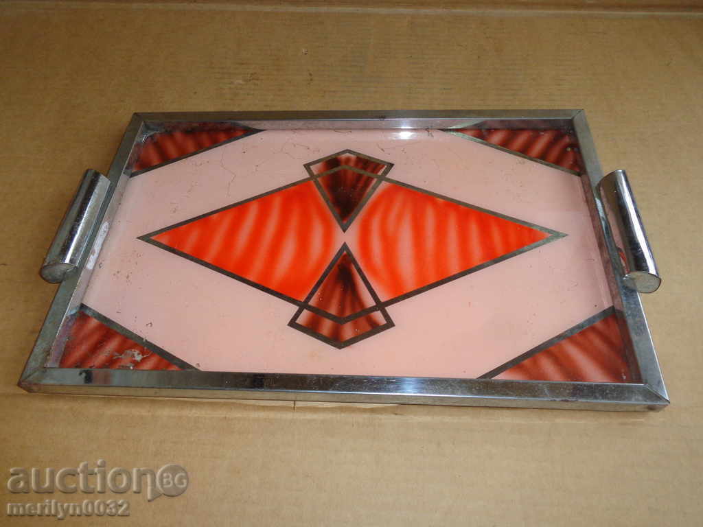 Old tray, glass, teapot early 20th century - 5