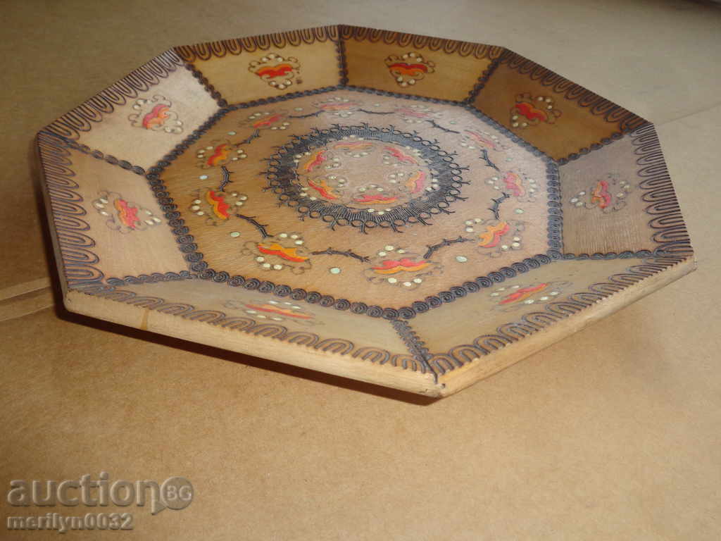 Pyrographic plate bowl of wooden tableware tray - 7 Pyrographic plate bowl of wooden tableware tray - 7