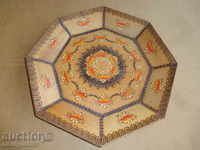 Pyrographic plate bowl of wooden tableware tray
