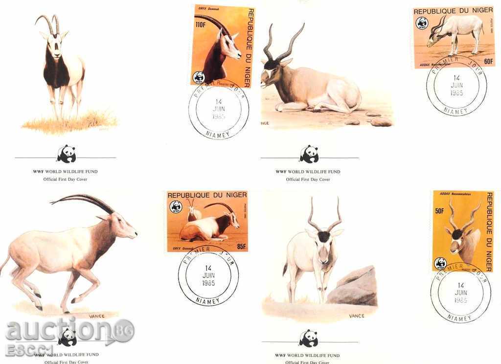 Първодневни пликове WWF Фауна Газели и Антилопи 1985 Нигер