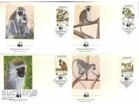 Encyclopedia (FDC) WWF Fauna Monkeys 1986 Saint Kitts