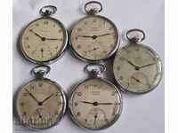 LOT OF-5 pcs-MOLNIA-MOLNIJA - pocket watch 15 stones