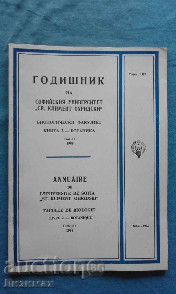Yearbook of Sofia University St. Kliment Ohridski. Biological Faculty