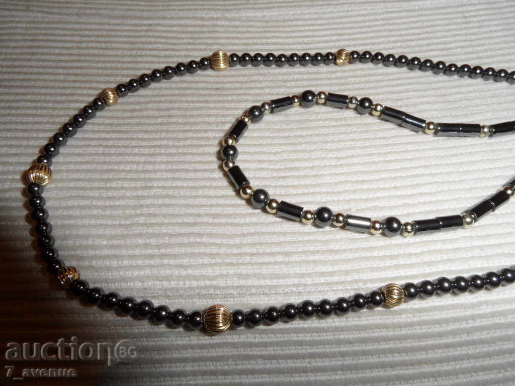 Auction NECKLACE and BRACELET - very beautiful and fresh, hematite, gold??? Auction NECKLACE and BRACELET - very beautiful and fresh, hematite, gold???