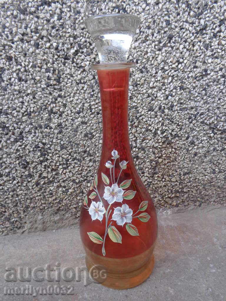 Гарафа тапа заушалка бутилка позлата рисунка нач 20-ти век