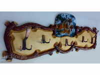 Hanger - wood carving with picture - wolves