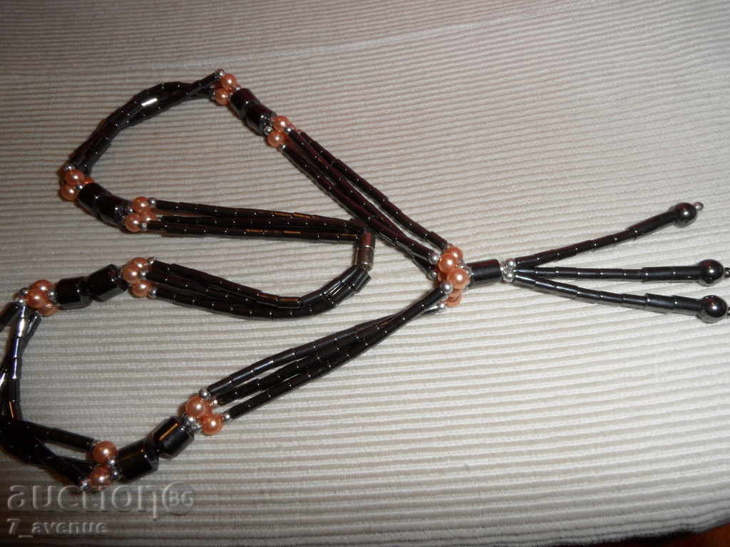 COLOR of hematite and pearls 49 cm, pendant 5 / 2,5 cm with price € 29.99 | 58.66 BGN