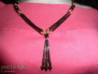 COLOR of hematite and pearls 49 cm, pendant 5 / 2,5 cm