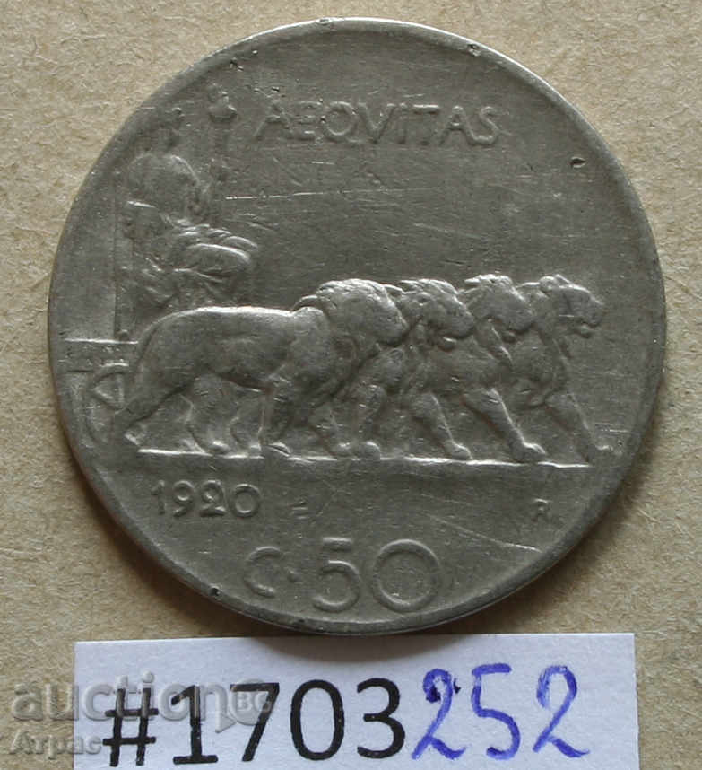 50 centimes 1920 Ιταλία - Ομαλή Edge