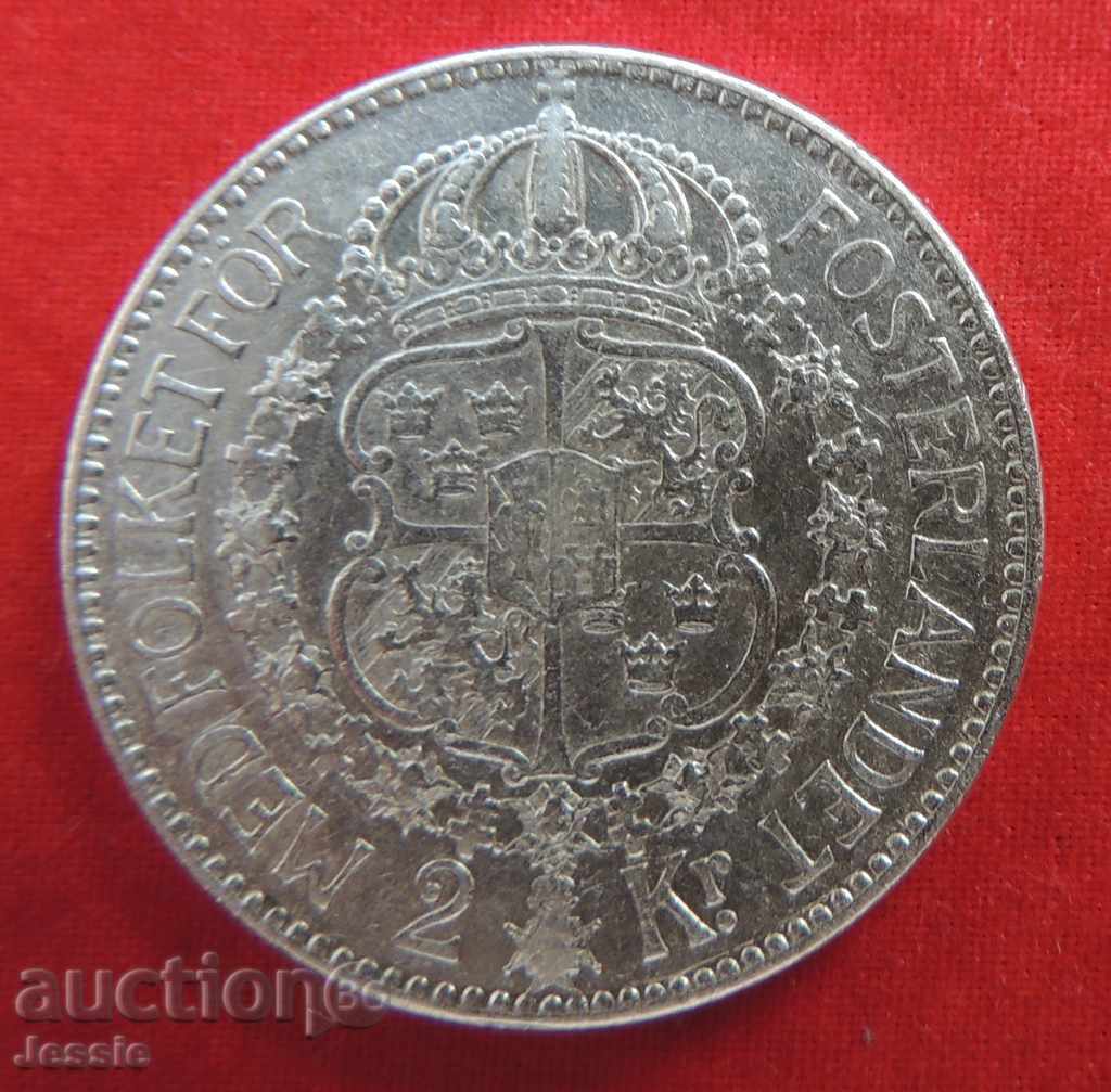 2 kroner Sweden 1913 W silver -VF 2 kroner Sweden 1913 W silver -VF