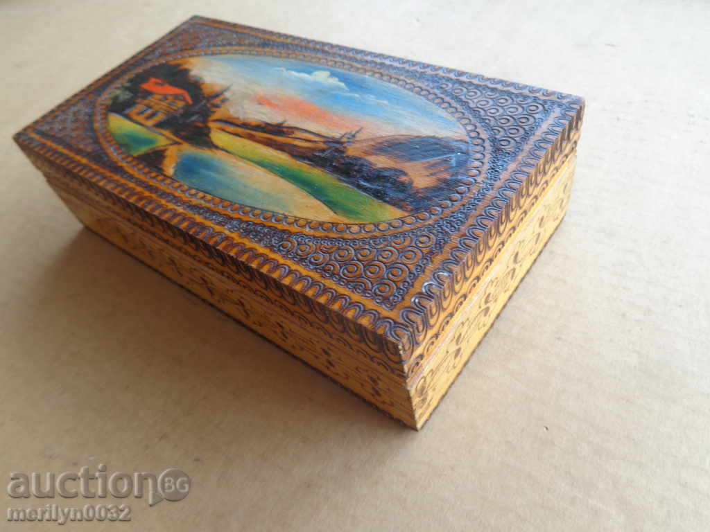 Old pyrographic wooden box, wooden, 30s with price 48.00 BGN | € 24.54 Old pyrographic wooden box, wooden, 30s with price 48.00 BGN | € 24.54