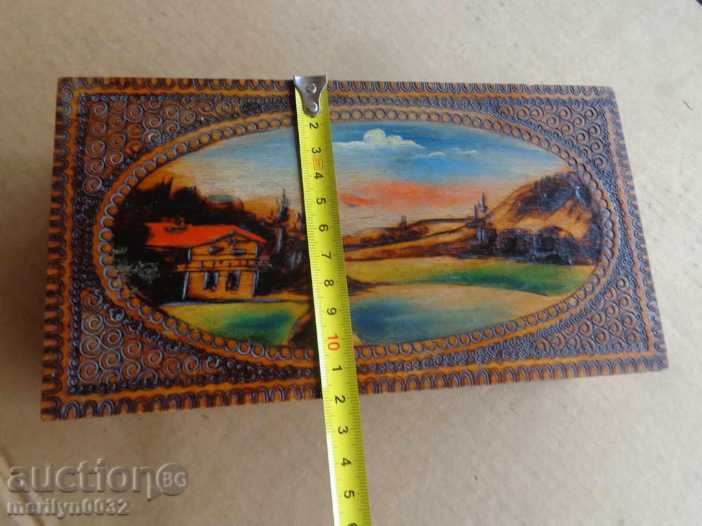 Delivery of Old pyrographic wooden box, wooden, 30s Delivery of Old pyrographic wooden box, wooden, 30s