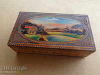 Old pyrographic wooden box, wooden, 30s